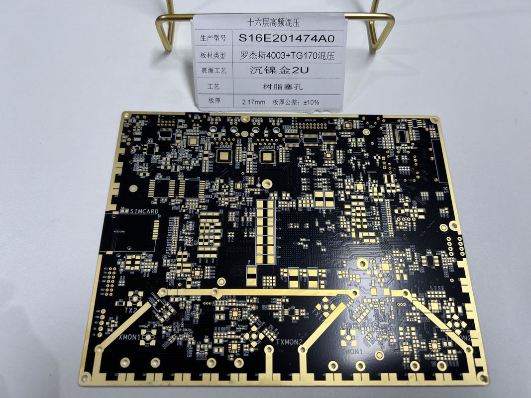 Placa de PCB Goldfinger Rogers 16 capas 100% Pasado el test eléctrico VIPPO Rogers + FR4 mezclado