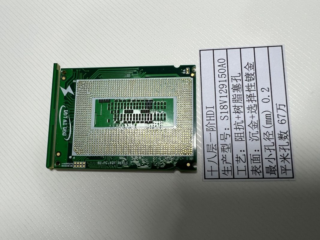 18 capas de alta densidad Interconector de alta velocidad placa de PCB dentro de 10 1 relación de aspecto vipppo ENIG + flash Oro