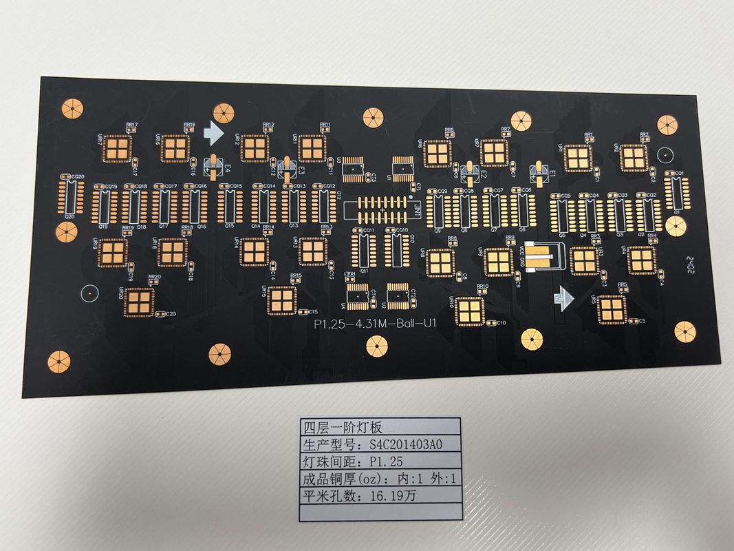 Pantalla LED P1.25 4L 1+N+1 HDI placa de PCB especial con tamaño mínimo de agujero de 0,15 mm para aplicaciones de toma de luz