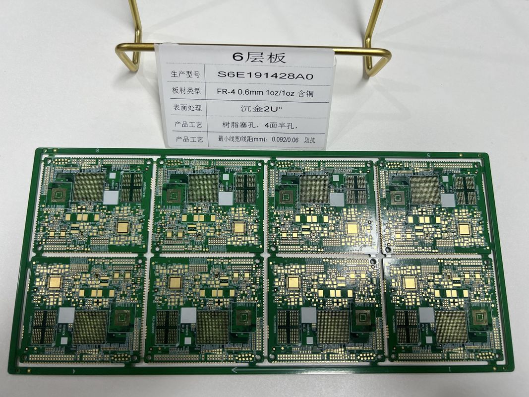 6 capas de la lámpara de conexión HDI Pcb rígido flexible medio agujero 3/3Mil Control de la impedancia