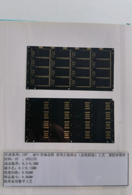 Máscara de soldadura negra de 2 capas rígida PCB 0.1mm IC de espaciamiento de rastros Substratos tarjeta SD sin materiales BT
