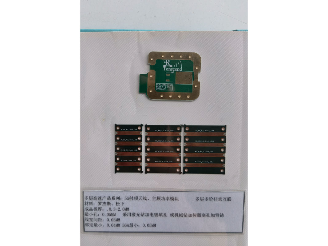Sistema de interconexión de múltiples capas para diseños electrónicos avanzados 3mil Min. Rogers 4330/5880, Panasonic MEGTRON